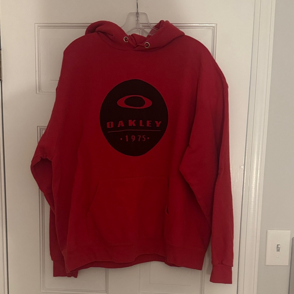 Oakley Red Crewneck Hoodie with Black Logo